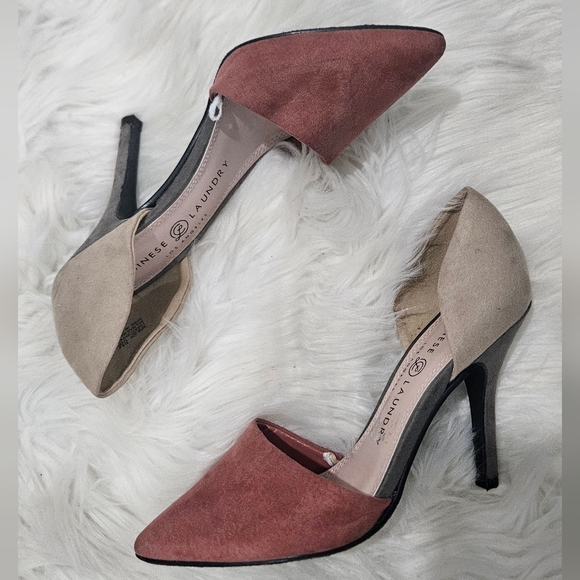 Chinese Laundry Shoes - Pointed Beige And Pink Heels